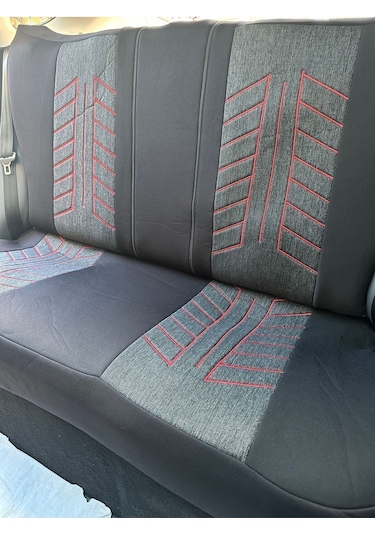 Argali Standart Binek Araçlara Uygun Oto Koltuk Kılıfı Üniversal Keten Ve Suni Deri Cepli Oto Koltuk Kılıf Kirmizi