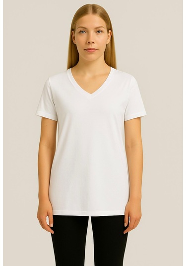 Axxel Kadın Beyaz Kısa Kollu Oversize T-shirt-d804-k Beyaz