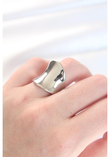 Silver Renk Ayarlanabilir Kavisli Ayna Yüzük Gümüş