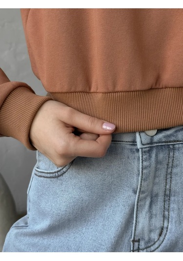 Crb-wear Baskılı Kısa Sweatsh 320425039 Kahverengi