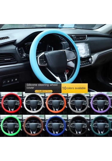 Çok Renkli Direksiyon Kılıfı Silikon Araba Elastik Eldiven Kılıfı Trend Araba Kılıfı Evrensel Yeşil