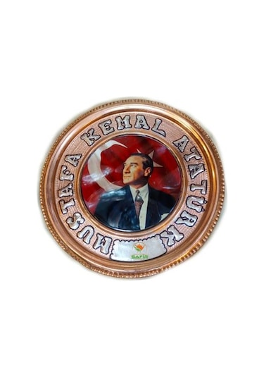 Bakır Duvar Tablosu M.k. Atatürk Tablo Özel Elişçiliği 25 Cm A++