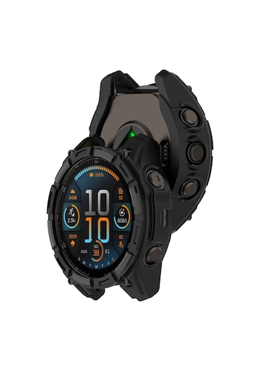 Garmin Tactix 8 İçin Amoled 51mm Hollow Armor Tpu Yarım Kapsama İzle Koruyucu Kılıf Siyah