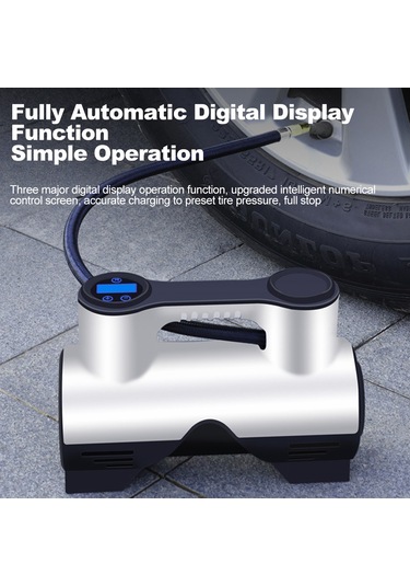 Wezone Oto Lastik Pompa 12v Kablolu Dijital Göstergeli Otomatik Doldurma Ve Durma Led Işıklı 3 Fişli Gri-siyah St-211