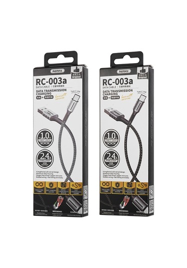 Remax Rc-003a 2.4a Tip-c / Usb-c Barrett Serisi Şarj Veri Kablosu, Uzunluk: 1m Gümüş