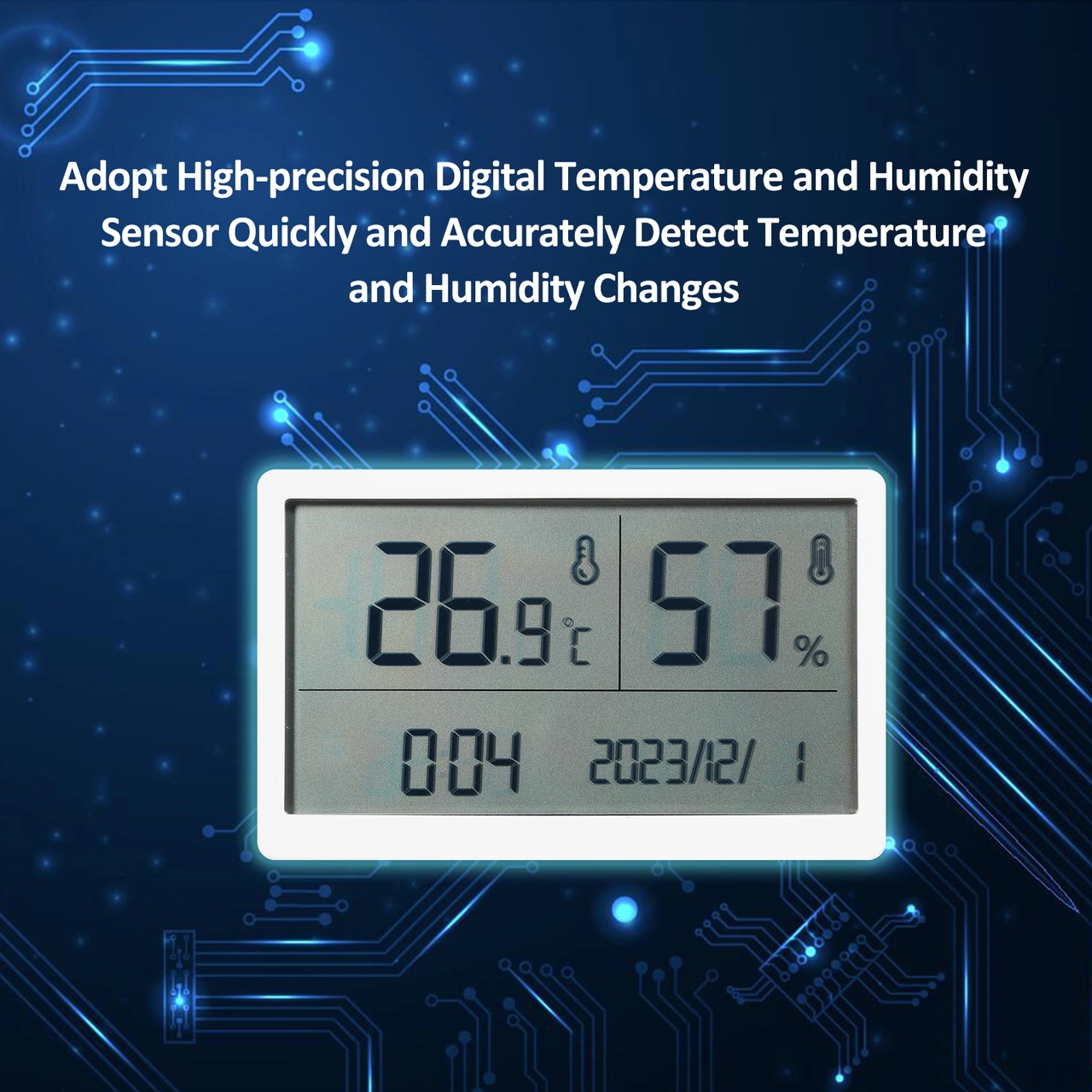 Geeroyoo Ev İçi Kullanıma Yönelik Yüksek Hassasiyetli Beyaz Lcd Ekranlı Sıcaklık Ve Nem Ölçer - Cr2032 Pil İle Teslim Edilir