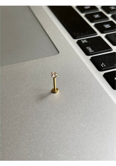 Cerrahi Çelik Tragus Helix Kıkırdak Conch Minimal Tek Taş Piercing Gold