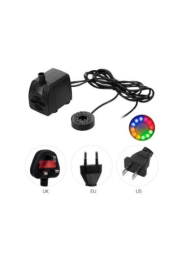 Vkemall 15w Akvaryum/sadaka Su Pompası Led Işık, 1000l/h, Ip68 Su Geçirmez, 220-240v Avrupa Standartı
