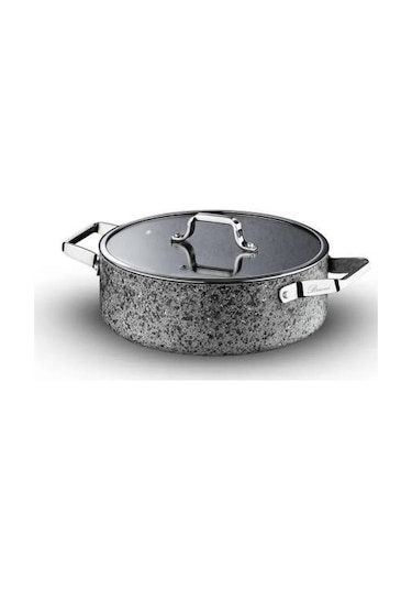 Brioni Stone-h Çizilmez Yanmaz Yapışmaz İndüksiyonlu 22 Cm Basık Tencere Gri
