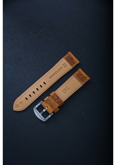 Hakiki Deri 22mm Akıllı Pimli Saat Kordonu Taba