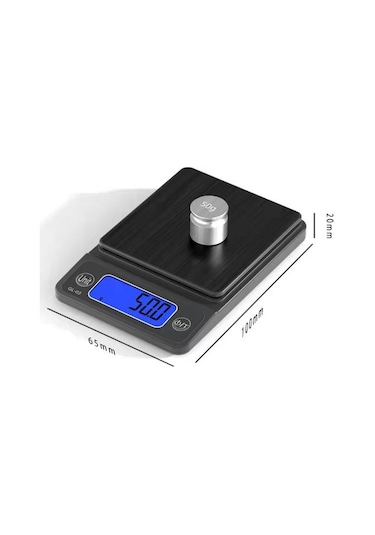 Wellhise Hassas Terazi 300gr / 0.01g Siyah Işıklı Ekran Mücevher,bozuk Para,takı,mutfak Terazisi Siyah