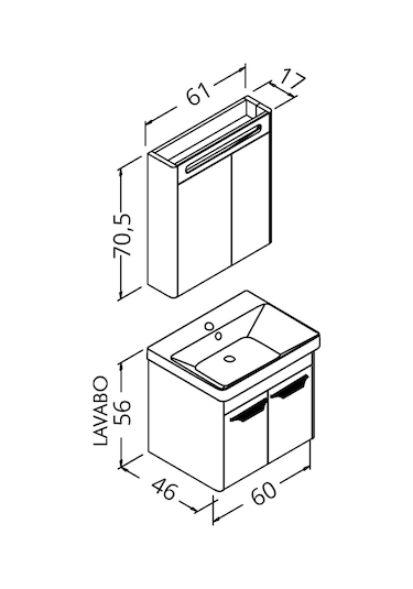 Mauna 60 Cm Banyo Dolabı-Window Gri (Boy Dolap Hariç )
