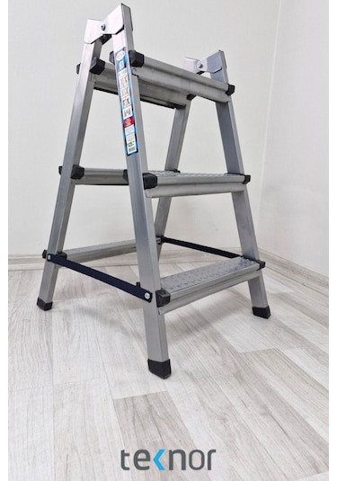 Çift Taraflı Dayanıklı 3+3 Metal Basamaklı Merdiven
