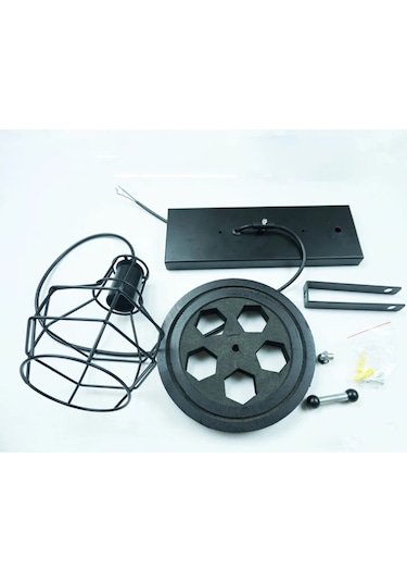 Loft Retro Kasnak Aplik Siyah