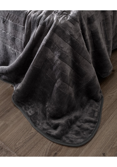 Clementine Çift Kişilik Vizon Emboss Battaniye - Antrasit Gri