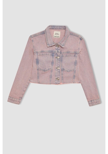 Defacto Kız Çocuk Crop Jean Ceket C0441A824SPNM28