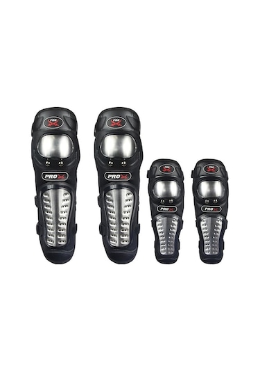 "çelik Motosiklet Dizlik Ve Dirseklik Seti - Ayarlanabilir, Evrensel, 4 Parça" Siyah Siyah