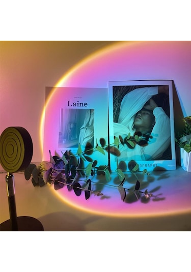 Güneş 2021 Gün Batımı Gökkuşağı Kırmızı Projektör Lambası Gece Güneşi Projeksiyon Ya Duvar Dekorasyonu Dekoratif Led Işık 56439244