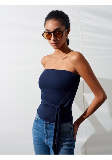 Dilvin 32841 Bağlamalı Bandeau Top-k.lacivert