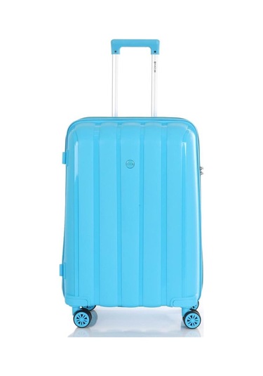 Mçs Bavul Orta Ve Kabin 2li Set Kırılmaz Silikon Valiz V305 Açıkmavi Mavi