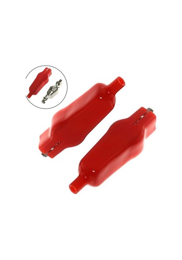 Timsah Klipsi Kılıflı Daha İyi Korozyona Dirençli Timsah Klipsleri 2 X Kırmızı