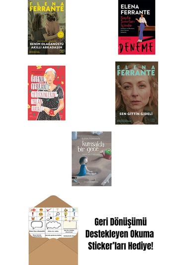 Elena Ferrante 5 Kitap Set + Okuma Sticker'ları