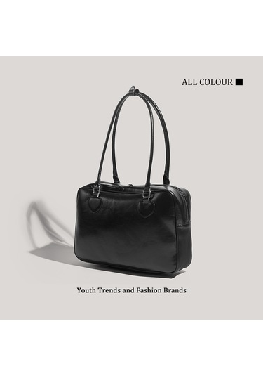 Charhp&kejnt Sonbahar Ve Kış Modası Boston Çanta Her Şeye Uygun Tote Çanta Retro Omuz Çantası Siyah