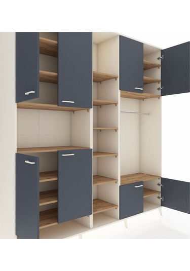 Hyperion Dolap 18 Raflı 8 Kapaklı Tek Askılı 220x44x243 Aytaşı-antrasit/çam Antrasıt/atlas Çam