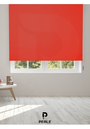 Br Perle Kırmızı Renk Düz Mekanize Stor Perde Yüksek Kalite Metropol Serisi Kırmızı