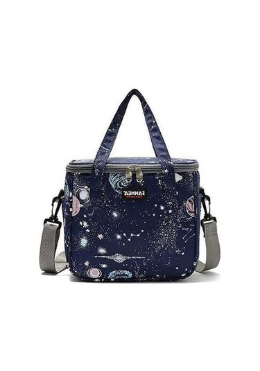 Dancemonkey Galaksi Desenli Yeniden Kullanılabilir Termal Çanta - Yetişkinler İçin Şık Pratik Öğle Yemeği Çantası Çok Renkli