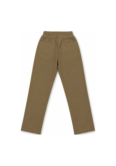 Beniizle Unisex Düz Paça Ribana Bel Çocuk Pantolonu Bej