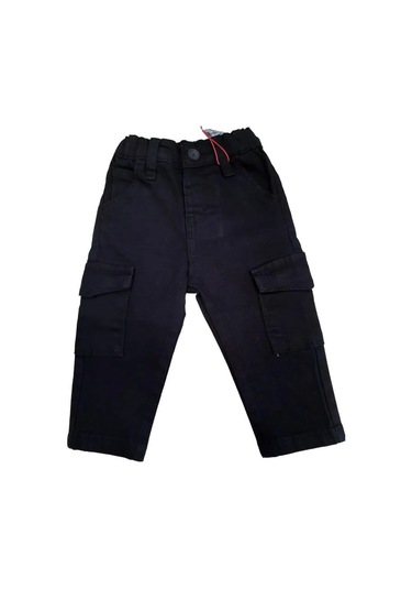 Erkek Bebek Cep Detaylı Kargo Pantolon-13592 Siyah