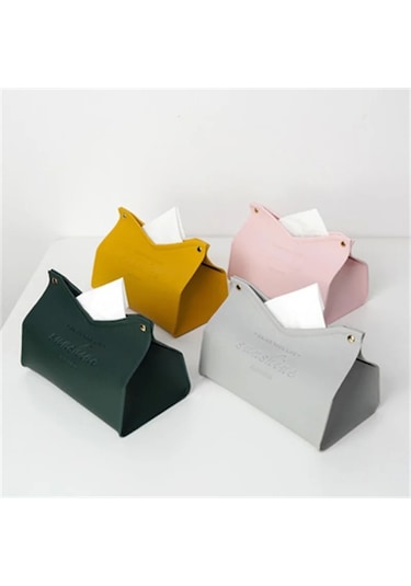 Yeşil 19cm-deri Doku Kutusu Araba Doku Konteyner Masaüstü Peçete Doku Tutucu Kasa Saklama Kutusu Ev Oturma Odası Dekorasyon Saklama Kutusu