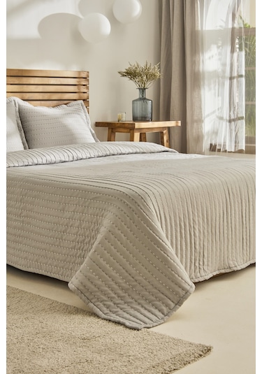 Kaşmir Home Amelia Çift Kişilik Yatak Örtüsü Takımı Gri Gri
