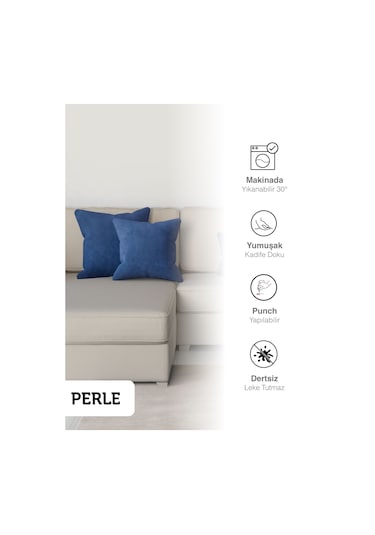 Br Perle Home Daily Series Safir Rengi Kırlent Yastık Kılıfı Safir