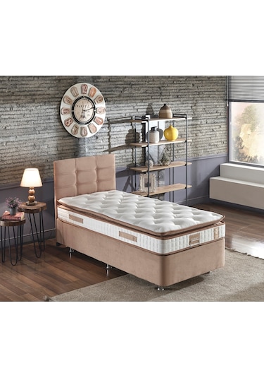 Nironyatak Niron Queen 80X180 Cm Tek Kişilik Pedli Yatak Seti - Sütlü Kahve