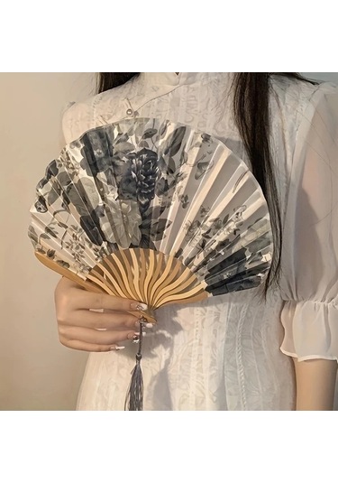 Oldfriend El Yapımı Altın Çiçekli Vantilatör - Düğün, Dans Ve Partiler İçin Taşınabilir Hediyelik