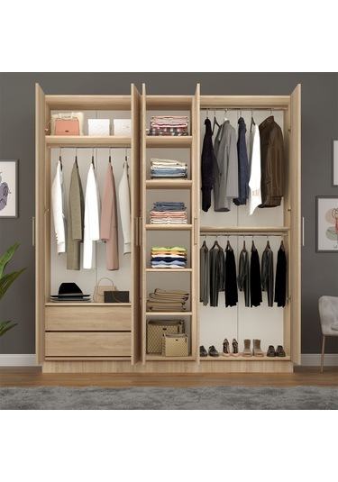 5 Kapaklı Gardırop 200cm Sonoma