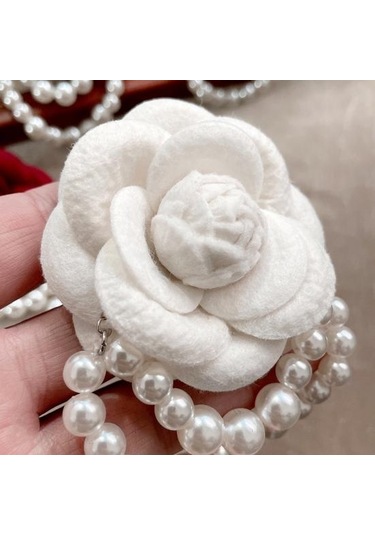 Gri Kumaş Gül Broş Zarif Vintage Çiçek Parlak Sahte İnci Zincir Şapka Şal Eşarp Çanta Elbise Yaka Kadın Kızlar Yaka Pin Moda Aksesuarları Gri