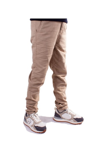 Twister Slim Jogger-011 Bej Yüksek Bel Dar Paça Erkek Keten Pantolon 001