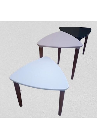 Zigon Sehpa Model 90517 Konik Ayak Üçgen Tabla Üç Renk Kutuda Sevk El Yapım
