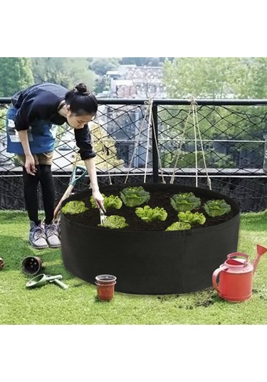 Neevoyu Mor Dairesel Bitki Yetiştirme Çanta, Isı Regülasyonu Ve İyi Drenaj Sağlar, İç/ Dış Bahçe Kullanıma Uygun 50cmx20cm, Kollü Yok