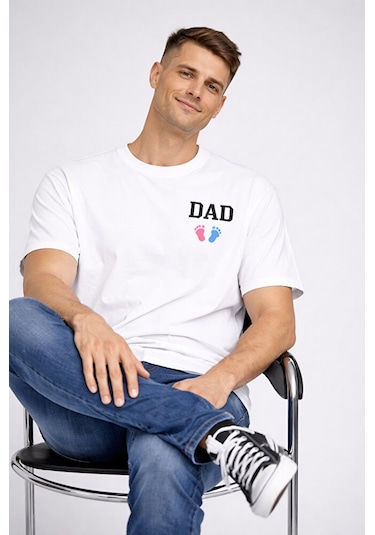 Nevermind Anne Baba Kombini Mom Dad Baskılı Çift Tişört Oversize Unisex 2 L Beyaz