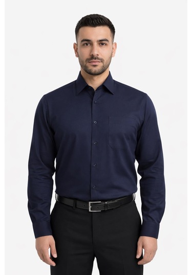 Classics Men Lugon Uzun Kol Klasik Erkek Gömlek 7548 Lacivert