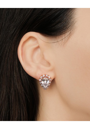 Lekka Design Kadın Kararmaz Çelik Lüks Takı Damla Zirkon Taşlı Şık Abiye Küpe Altın