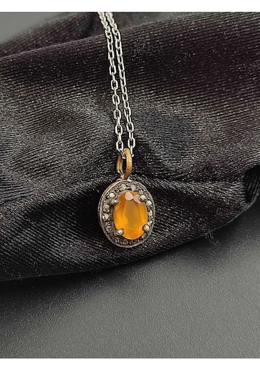 Kalsedon Elmas Kolye 240 Gümüş