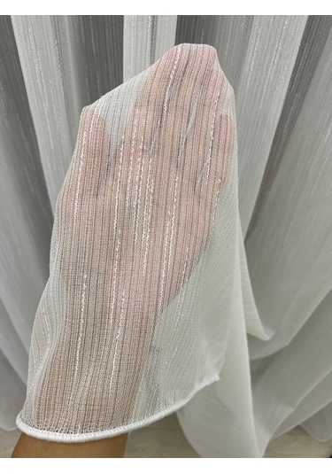 Venedik Armürlü Modern Şık Ekru Tül Perde 1/3 Sık Pileli Ekru