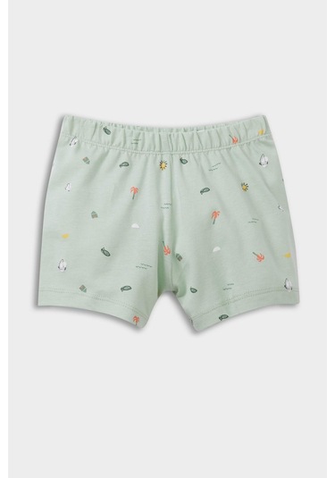DeFacto Erkek Bebek Pijama Takımı Deniz Baskılı Kısa Kollu Penye Üst Beli Lastikli Şort E1186A525HSGN1132