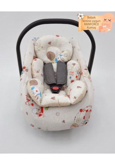 Mordesing Bebek Puset Minderi ve Çarşaf 2'li Set Animal Serisi Beyaz