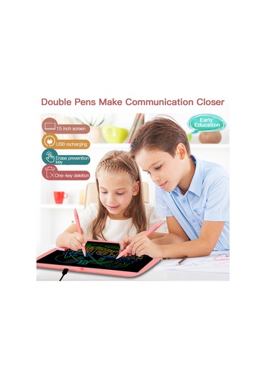 Mufunye 15 İnç Renkli Elektronik Çizim Tahtası, Çift Kalemli Monokrom Model Mavi Mavi